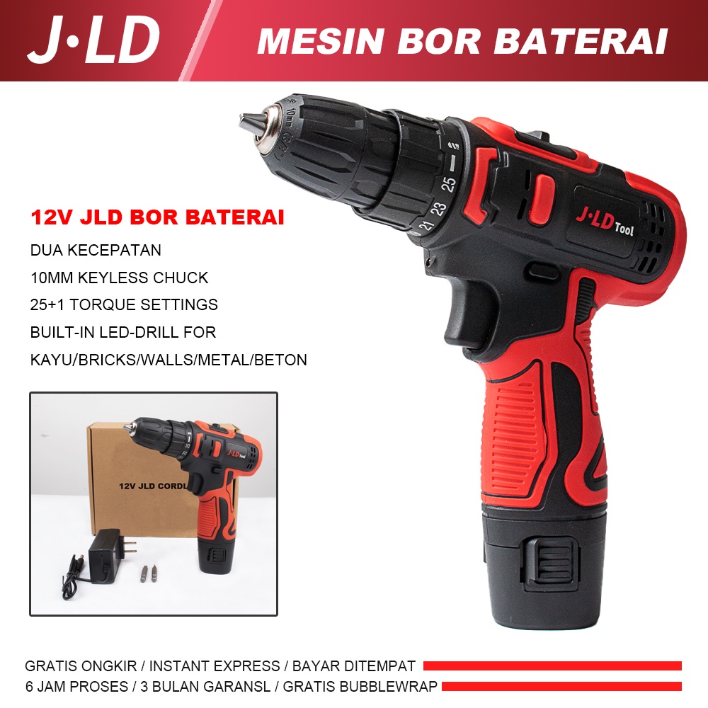 JLD 12V new mesin bor baterai 10mm bor murah cordless drill bisa cod bor cordless bor baterai kaya b