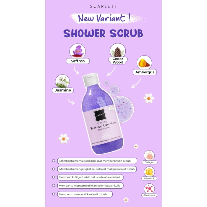 SCARLETT Whitening SHOWER SCRUB CHARMING Sabun Mandi