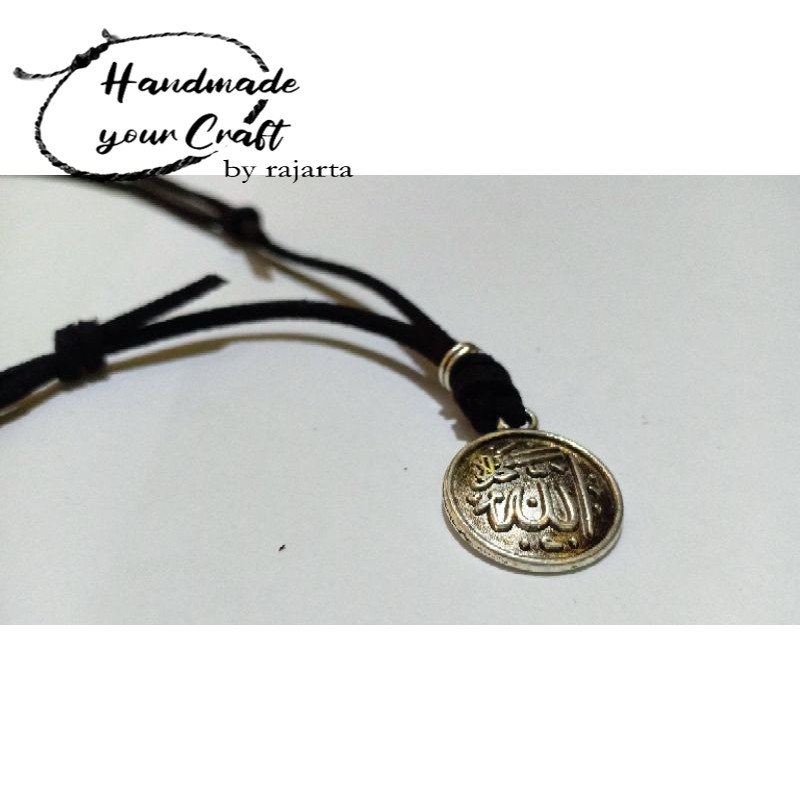 7.7 BIG SALE Kalung Tali Kulit Suede Hitam Handmade Rajarta Bandul Lafadz Allah