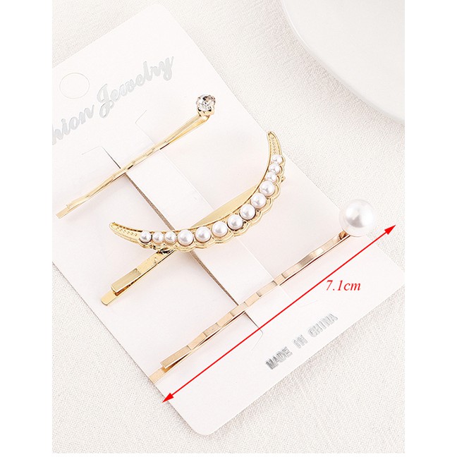 LRC Jepit Rambut Fashion Gold Small Moon Hairpin Set Y61534