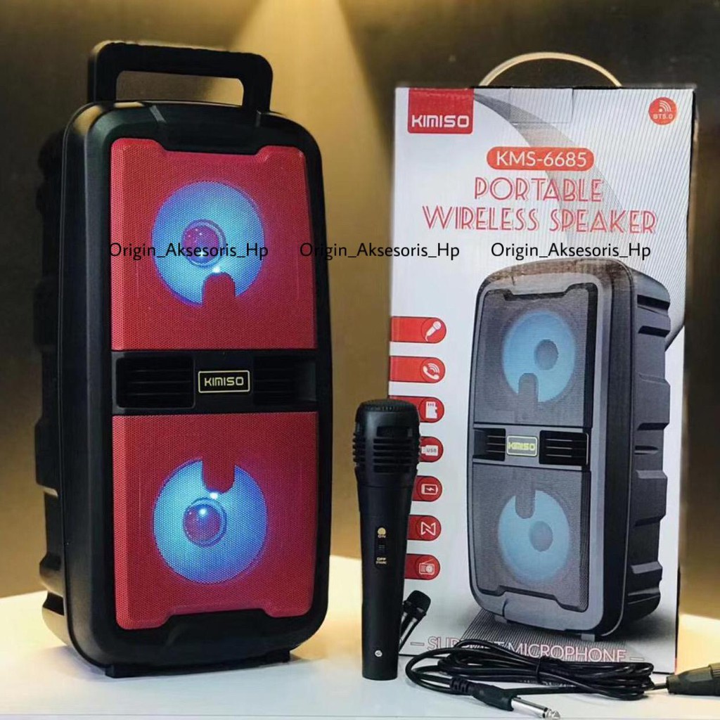 Speaker Wireless Bluetooth KIMISO KMS 6685 LED with Mic KMS-6685