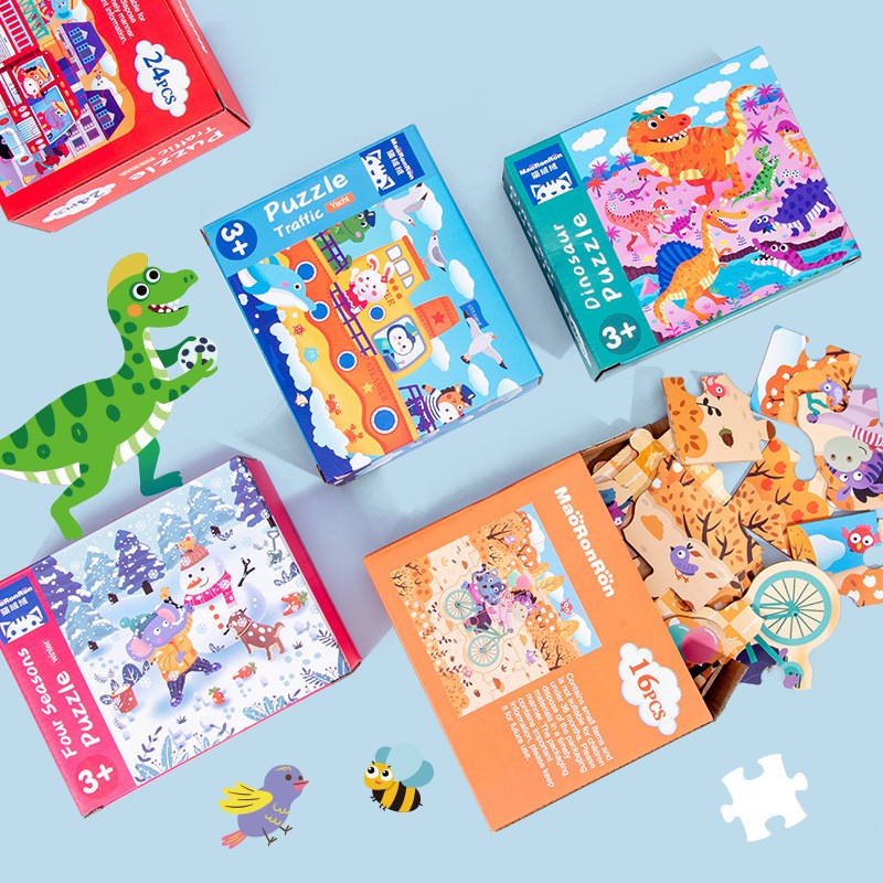 MAINAN EDUKASI ANAK MAORONRON PUZZLE / PUZZLE ANAK 4 IN 1 BOX