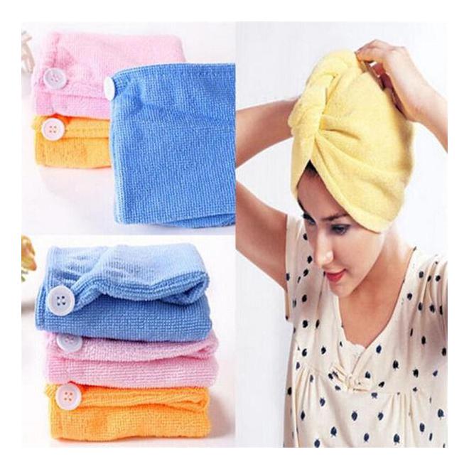 Handuk Kepala microfiber kancing Hair towel anak anduk penutup pengering rambut basah untuk keramas hair drying towel