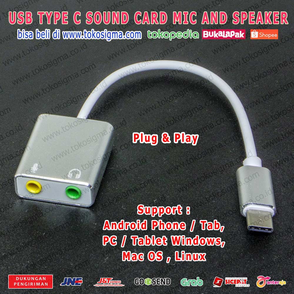 USB 3.1 TYPE C TO SOUND CARD 7.1 MIC AUDIO SPEAKER AUX 3.5mm ANDROID PC WIN