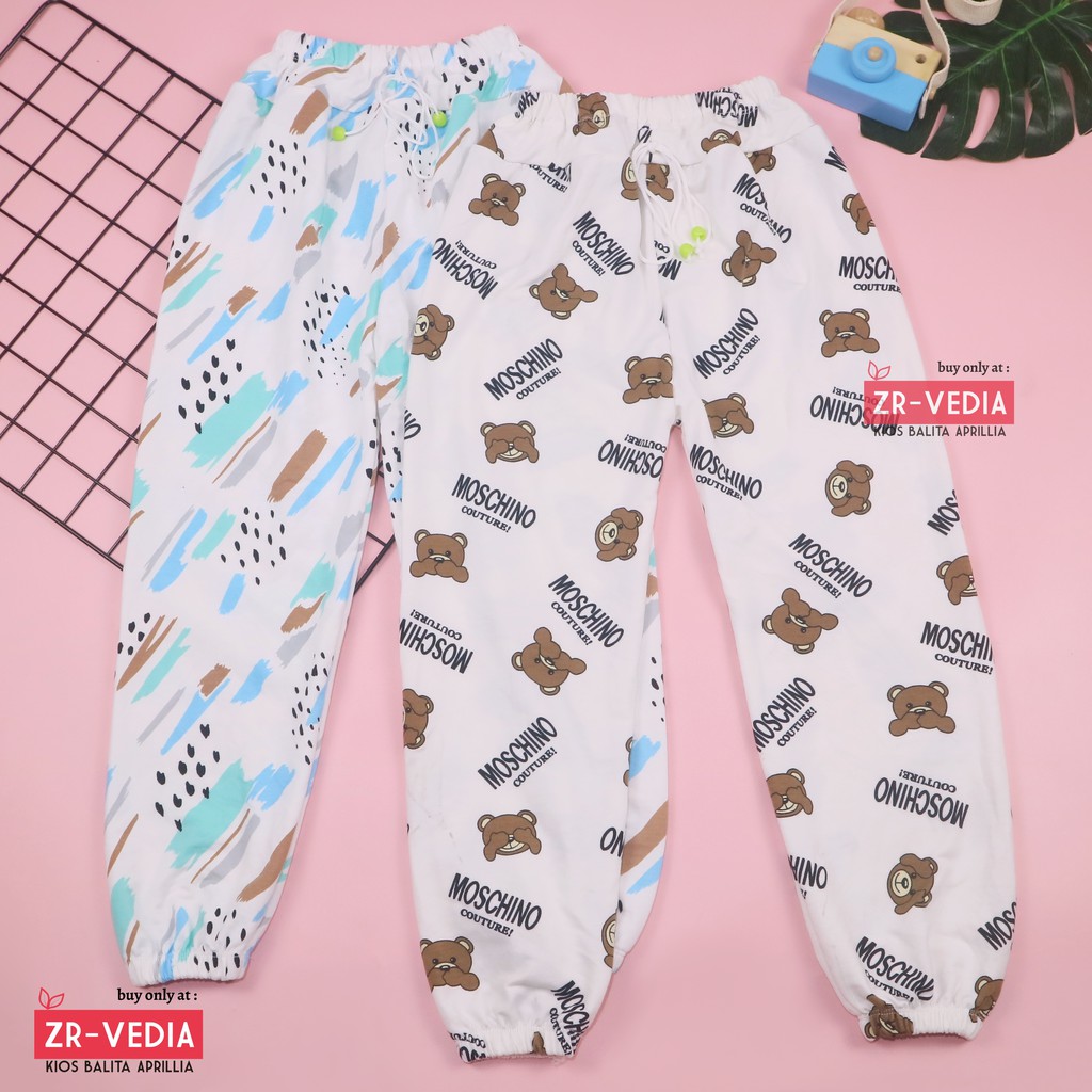 Jogger Motif Uk 10-12 Tahun / Celana Panjang Anak Laki Perempuan Import Grosir Murah Joger Pants