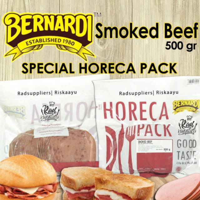 

Horeca Smoked Beef bulat "VP" Value Pack / Daging Asap Bernardi Horeca 500GR