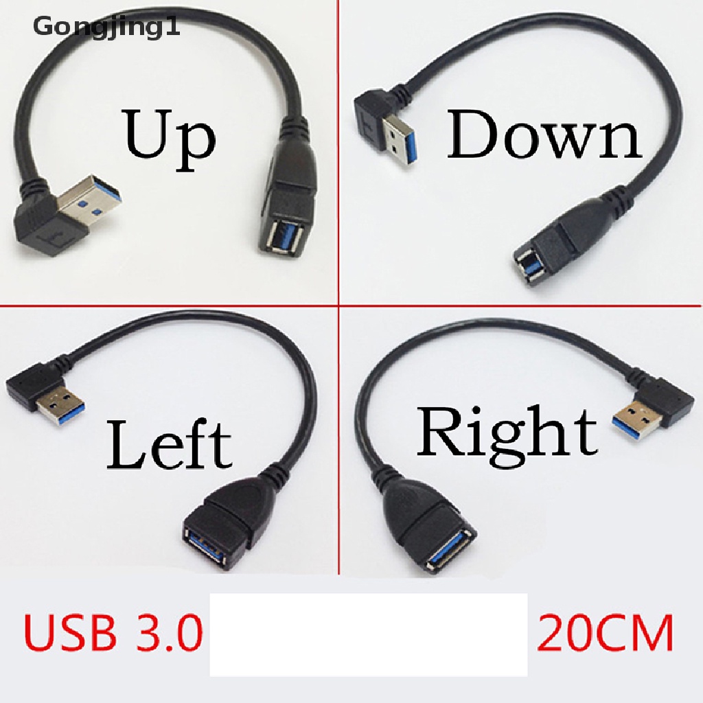 Gongjing1 Kabel Adapter Extension Data Usb 3.0 Male Ke Female Sudut 90 Derajat