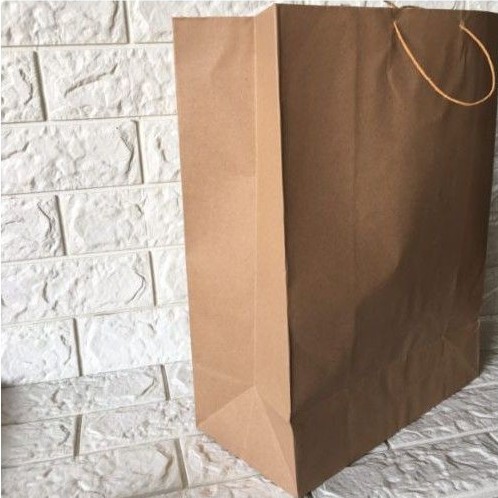 

Souvenir Goodiebag Paperbag Tas Kertas Kraft Coklat Polos ukuran Jumbo XL 30x15x40 Murah Grosir