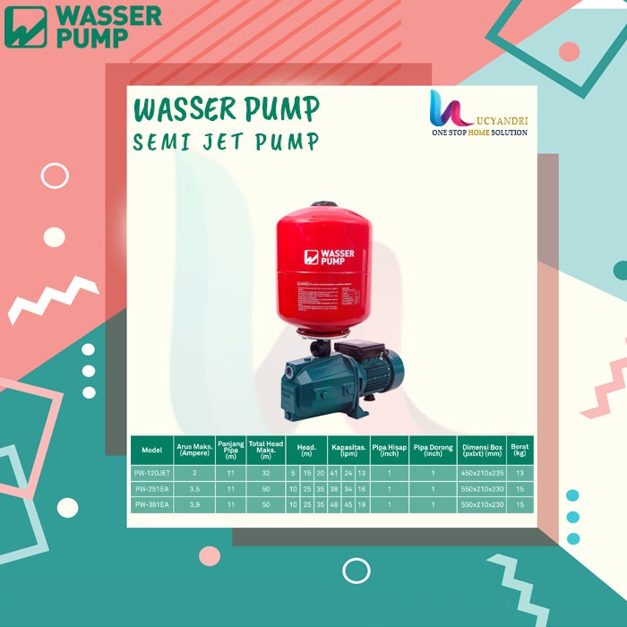 Pompa Sumur Dalam JET PUMP WASSER PC 255 EA DENGAN TABUNG PREMIUM PUMP