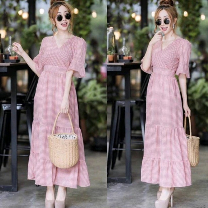 FWG - DRESS MAXY GEYLA / LONGDRESS / BAJU WANITA KOTAK-KOTAK / DRESS WANITA TERBARU / DRES