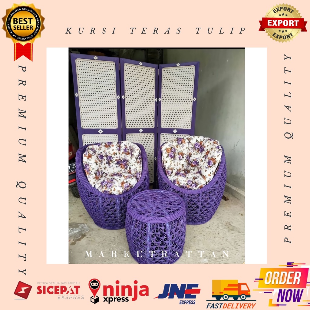 Kursi Teras Brekele Tulip Rotan Sintetis Santai Malas Halaman Taman Ruang Tamu Modern Minimalis Mewa