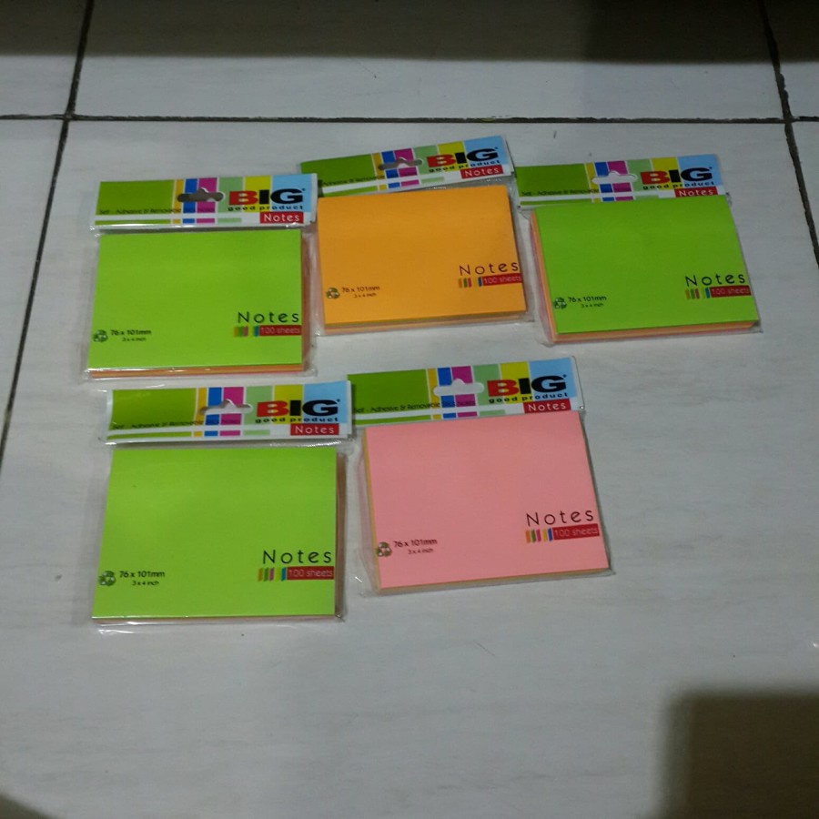 

Sticky Notes / Post It BIG 76 x 101mm (1 Warna) 100 Sheets/ 1Pack