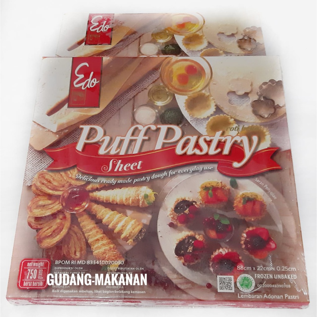 Edo Puff Pastry Sheet/ Roti Beku Unbaked/ Adonan Roti 750grm