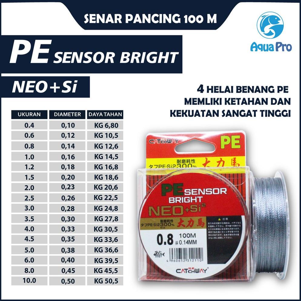Aquapro Catchway PE Sensor Bright NEO+si2 Jepang Senar Pancing 100m Super Kuat & Tahan Bahan PE