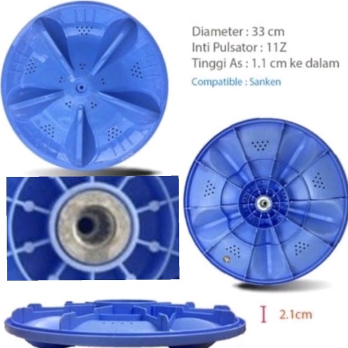 Pulsator Agitator Mesin Cuci Sanken Qw S892 Diameter 33Cm Gigi 11 Star