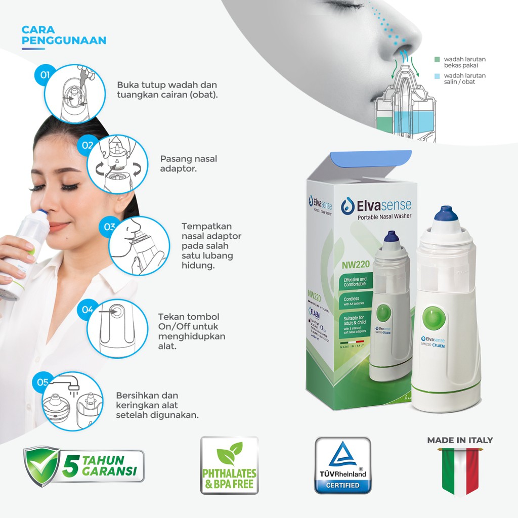 Nasal Washer Elvasense NW220 (Alat Pembersih Hidung Elektrik)