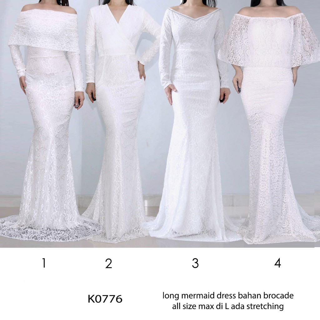LongDress Pesta putih - Gaun pesta kondangan - mermaid long dress k0776