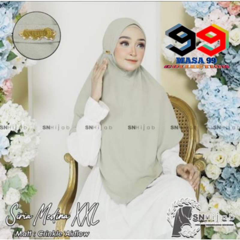 Hijab Bergo Syar'i SIRIA MEDINA SN Hijab Bahan Crinkle Airflow Size XXL  Kualitas Premium