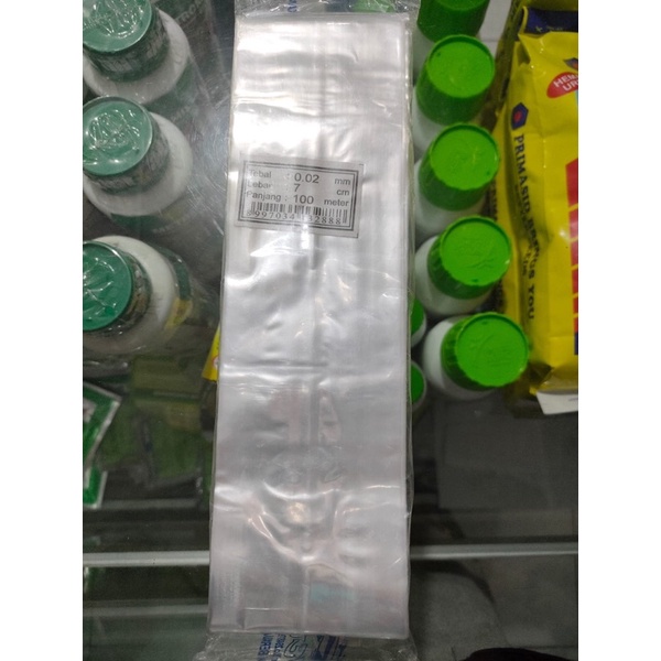 Plastik ukuran lebar 7 cm tebal 0,2 mili panjang 100 meter cocok buat bungkus pare pare sayur ketika