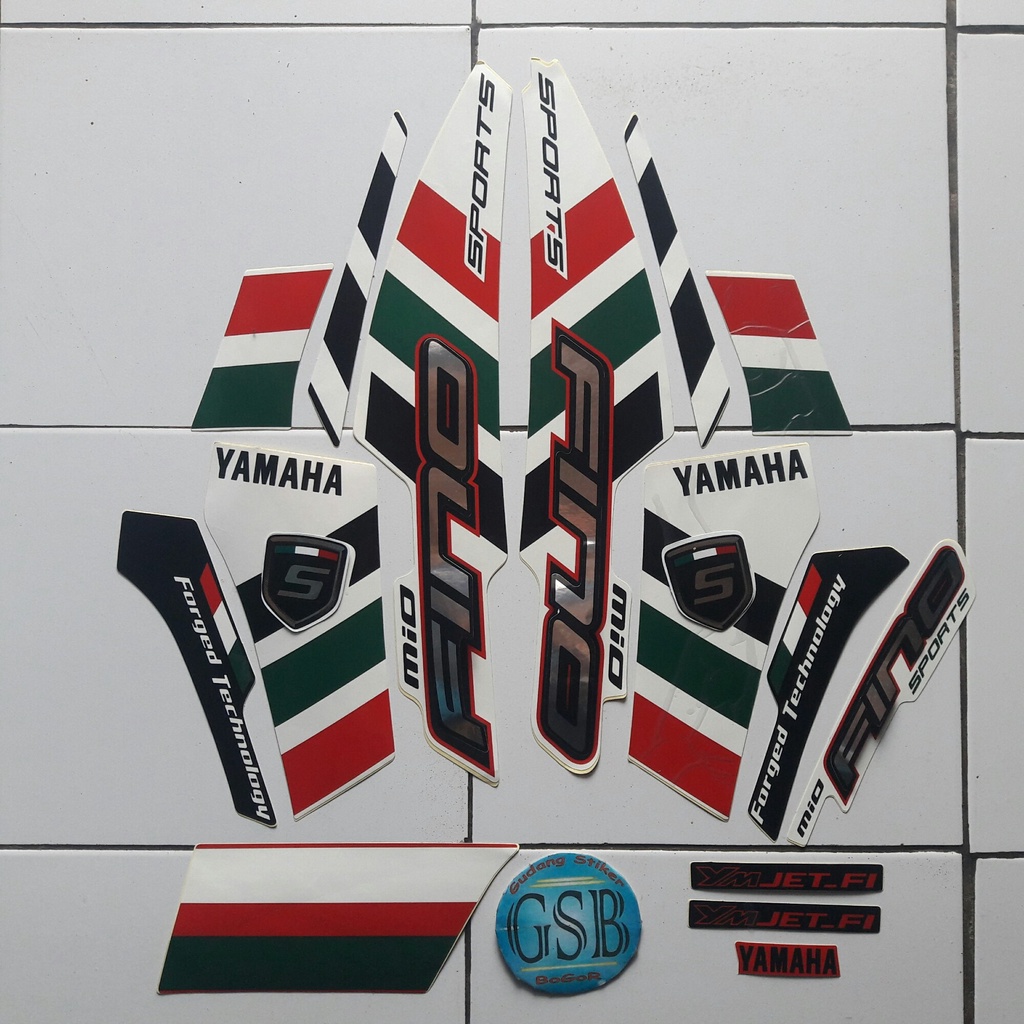 sticker striping motor yamaha fino 2014 putih-merah