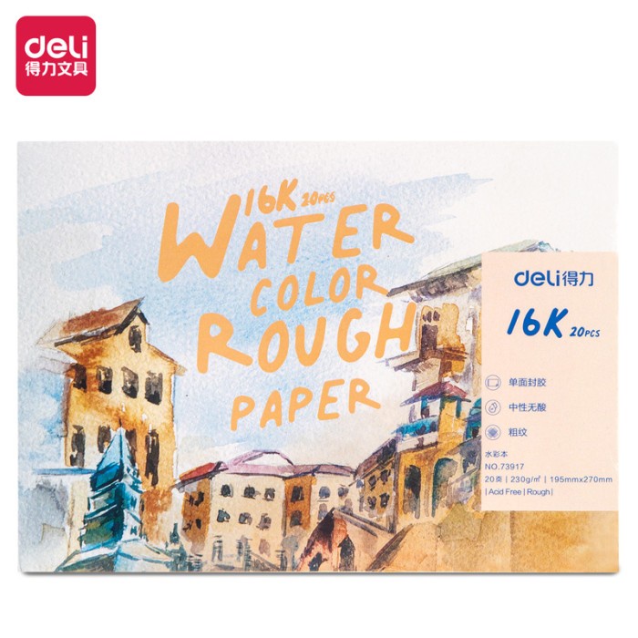 

(BISA COD) Deli Watercolor Paint Paper / Kertas Gambar Canvas 20Lembar 739XX - 16k