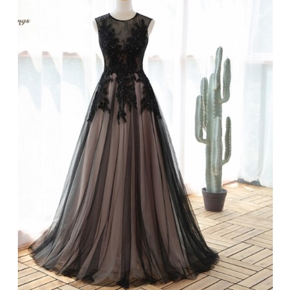 Elegant Sexy black Appliques style Evening dress 2021 prom dresses evening gowns