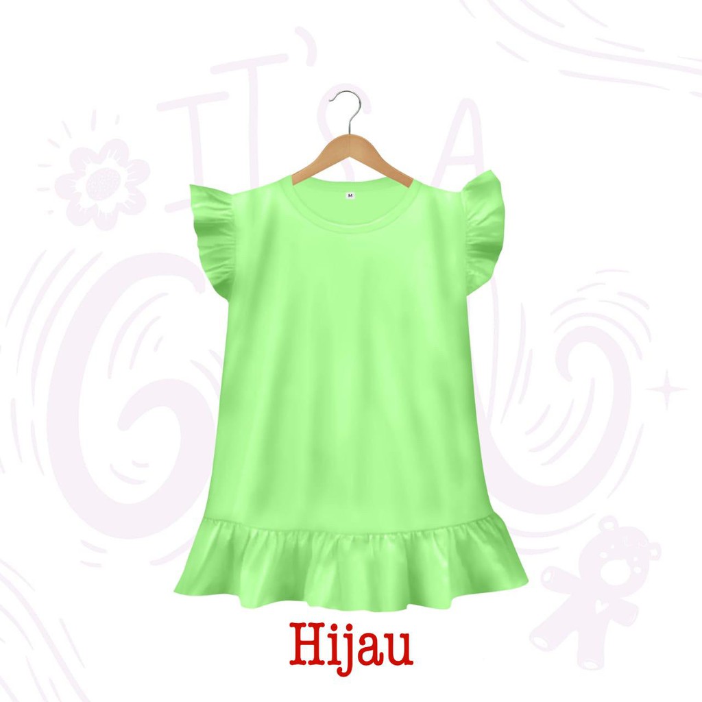 owlet - Dress ruffle polos anak / daster anak (1-6 tahun)