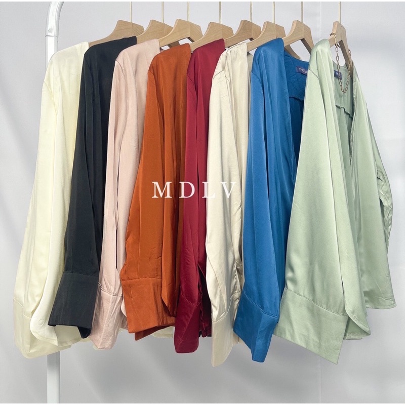 MDLV ~ 7102 Nectaria Satin Cardigan Free Belt Women Satin Cardigan Import Cardigan Satin Lengan Panjang Wanita Fashion import