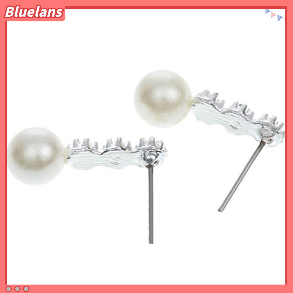 Bluelans Women White Faux Pearl Earrings Rhinestone Eardrop Ear Studs Bride Jewelry