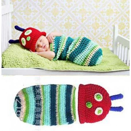 Kostum Bayi Rajut Caterpillar Foto Bayi Baby Crochet Caterpillar