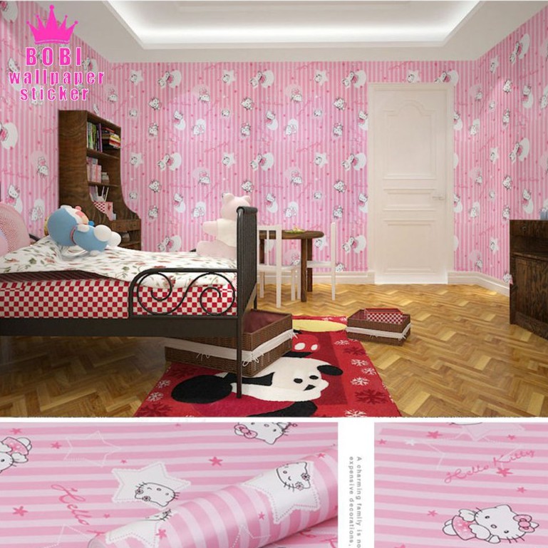 Wallpaper Sticker 5291-1 Motif Hellokity / Wallpaper Dinding Sticker New 2020 / 9mx45cm