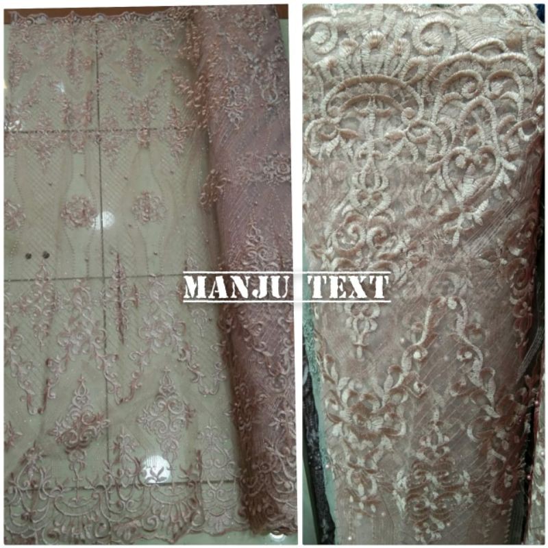 Kain tile Elisab bordir / bahan tile elisab / bahan gaun,dress,kebaya,dll.