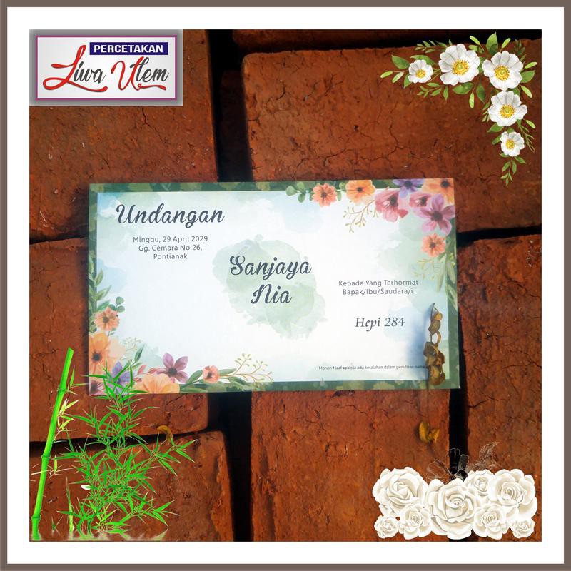 

Undangan Murah Hijau Bunga Plus Plastik Label