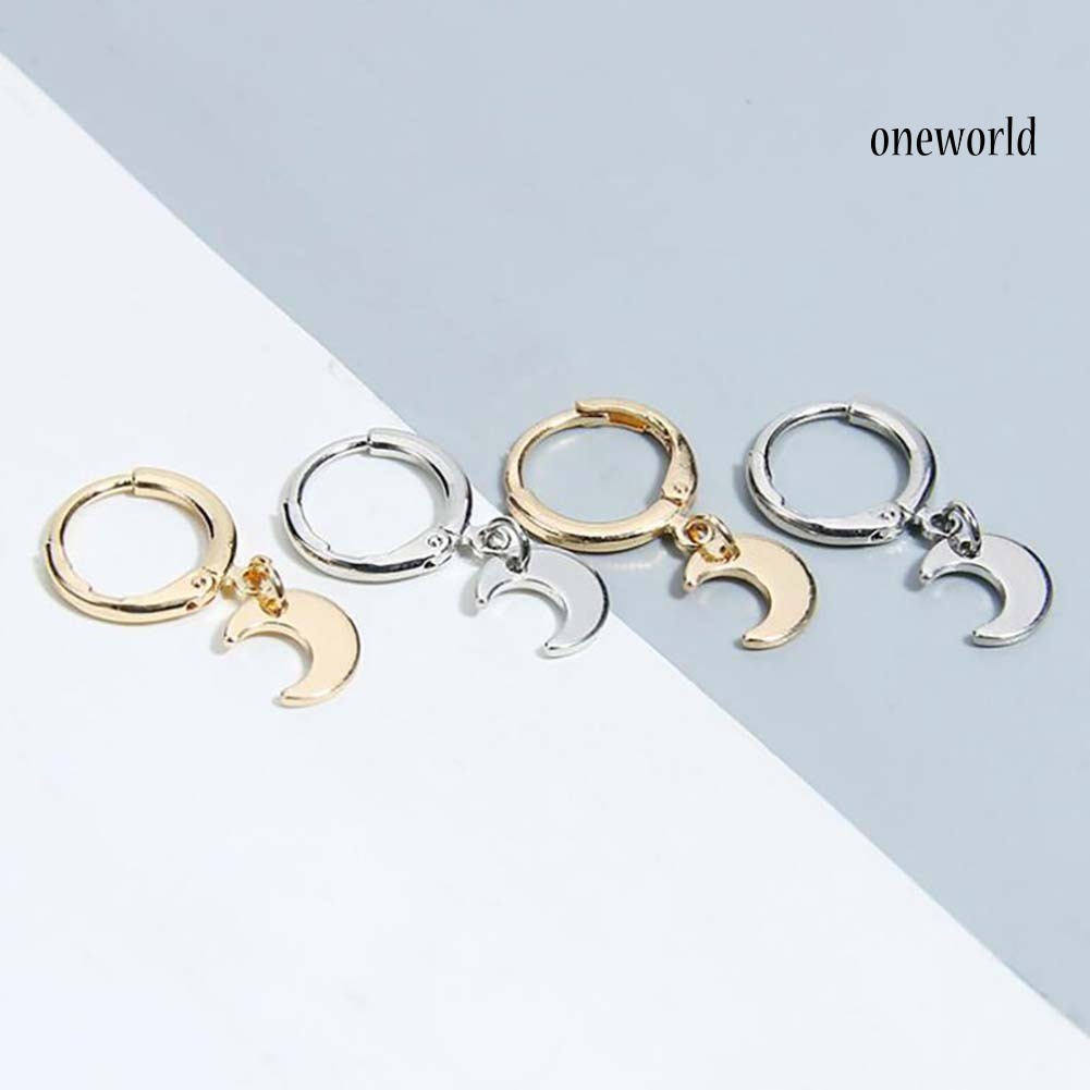 OW@ Exquisite Meniscus Pendant Loop Earrings Dangle Women Jewelry Charm Gift Decor