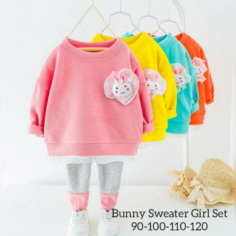 Bunny Sweater Girl Set/Setelan Anak Perempuan