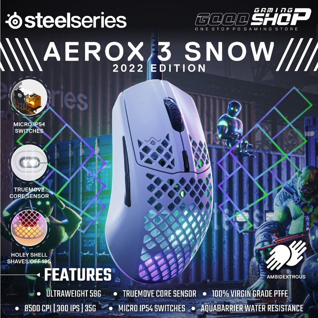 Steelseries Aerox 3 Snow White 2022 Edition Wired - Gaming Mouse