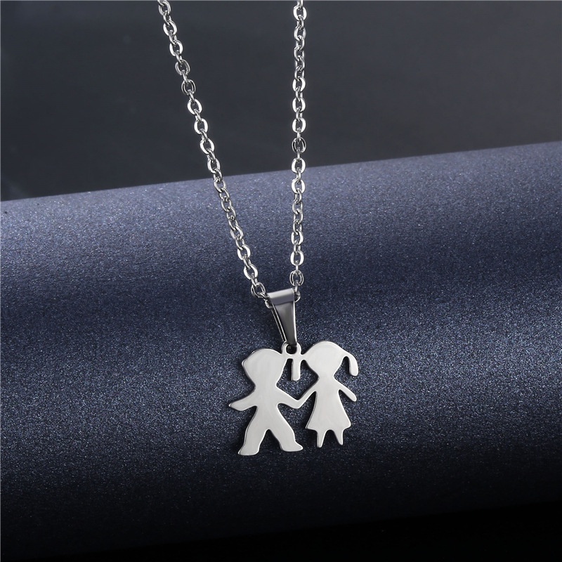 Aksesoris stainless steel baru anak laki-laki dan perempuan family series kalung anime kartun lionti