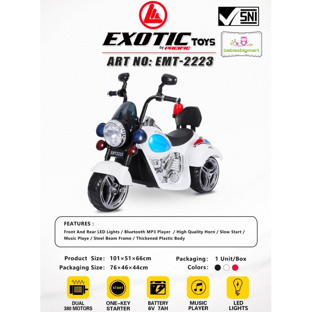 Mainan Motoran Aki Exotic Rechargeable Motor Harley EMT 2223