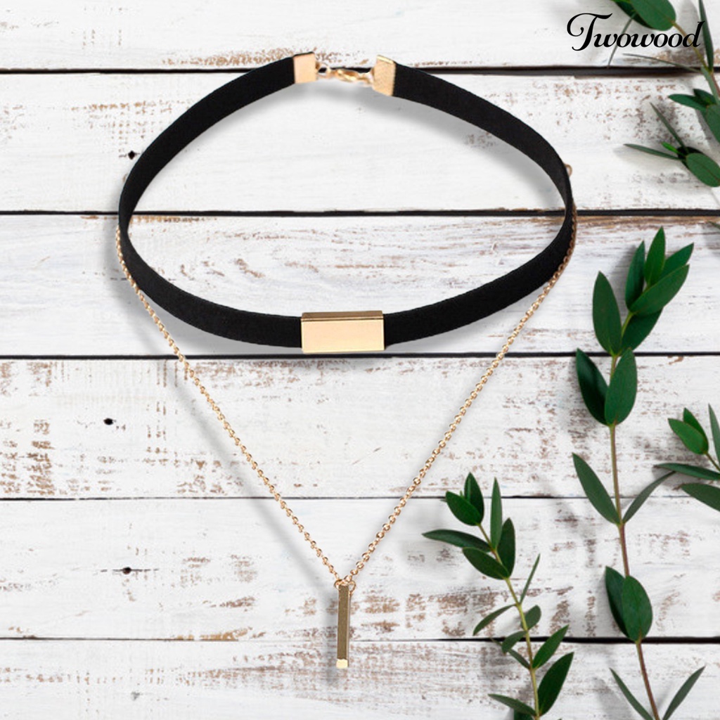 Kalung Choker Multilayer Bahan Suede Imitasi Gaya Vintage Punk Untuk Wanita