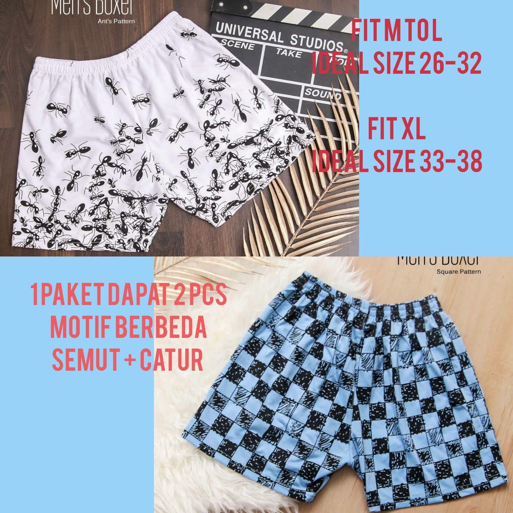 1 PAKET DAPAT 2 PCS / BISA COD / MUKZHOP - CELANA BOXER / celanasantai / celanapendek / boxer