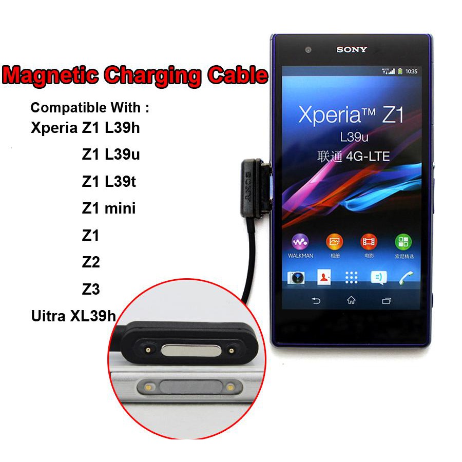 SONY KABEL CHARGER MAGNET XPERIA Z1 / Z2 / Z3 / Z1 MINI / Z3 MINI / METAL MAGNETIC CHARGING CABLE SCU28