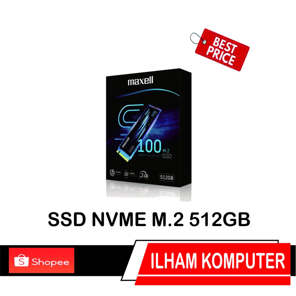 SSD MAXELL 512GB M.2 NVME Read and Write Speed 1.000GB Up to 2.5k Mb/s