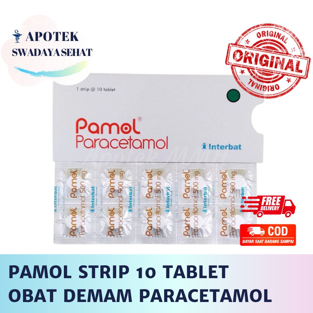 PAMOL Strip 10 Tablet - Paracetamol Obat Demam Panas Dewasa Parasetamol PCT Sakit Kepala