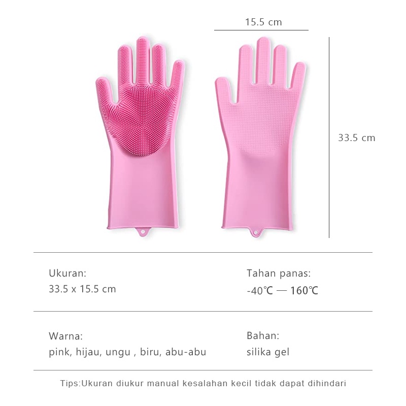 #TERMURAH!!! [Type TERBAL 165gG] Sarung Tangan Cuci Piring Silikon/Cleaning Gloves Anti Panas Oven Pembersih Alat Masak/SILIKON CUCI TANGAN SERBAGUNA/ SILICONE DISHWASHING GLOVES MAGIC