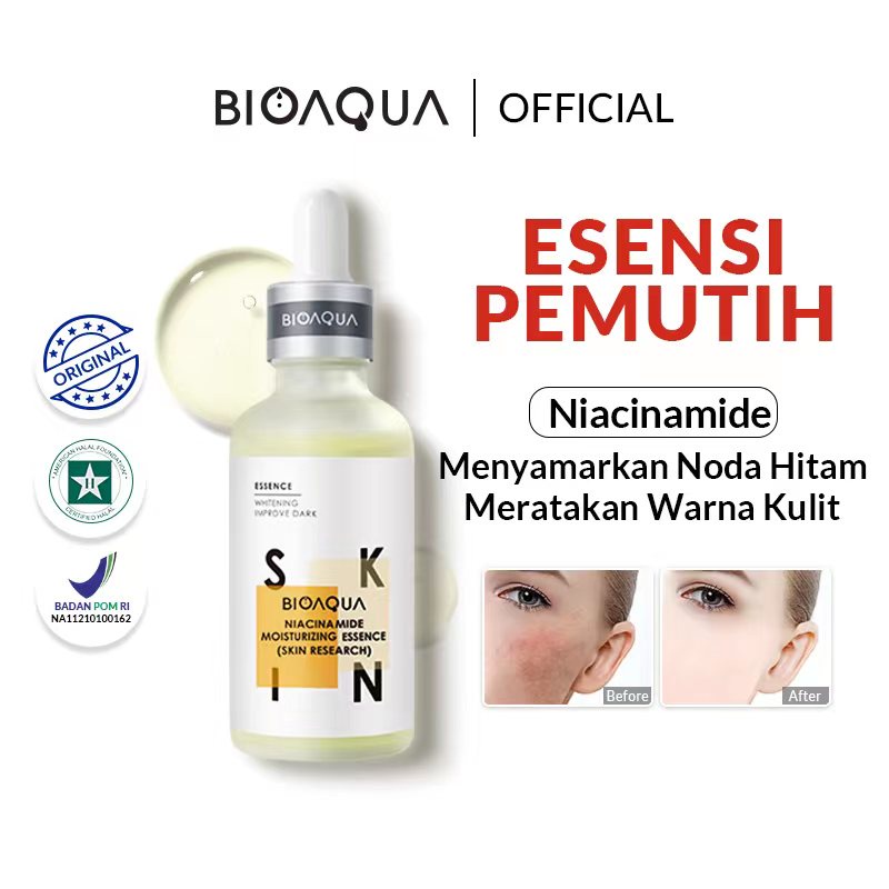 BioAqua Bio Aqua Niacinamide Serum Moisturizing Essence (Skin Research) 30ml/50ml Brightening Serum Penghilang Flek Hitam Serum Pemutih Wajah Mencerahkan