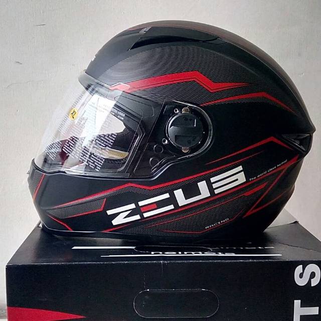 HELM ZEUS 811 BLACK DOFF AL12 RED HELM TOURING FULL FACE ZEUS ZS-811 HITAM DOFF ORI NOT AGV NOLAN
