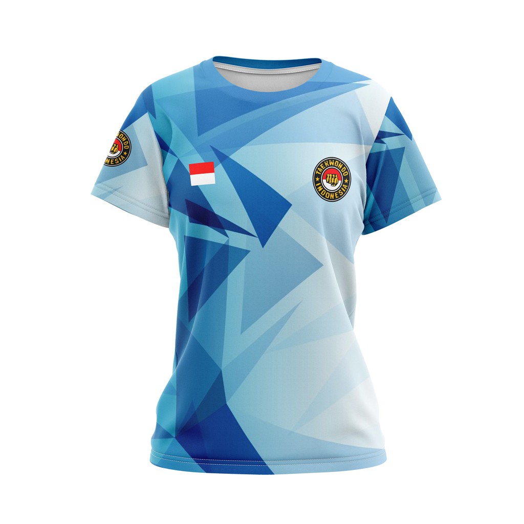 Baju Kaos Tshirt Jersey Wanita Olahraga Beladiri Korea Taekwondo Custom Fullprint
