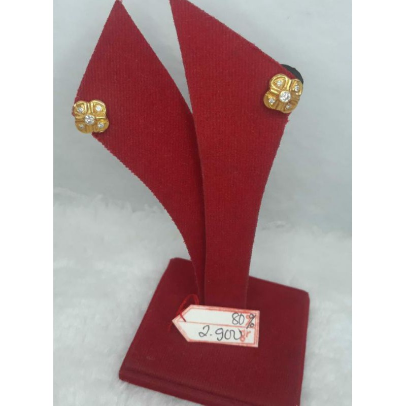 Brln146GW4GW giwang emas kuning bunga permata berlian asli Diamond berat 2.900 kadar 80% 18k