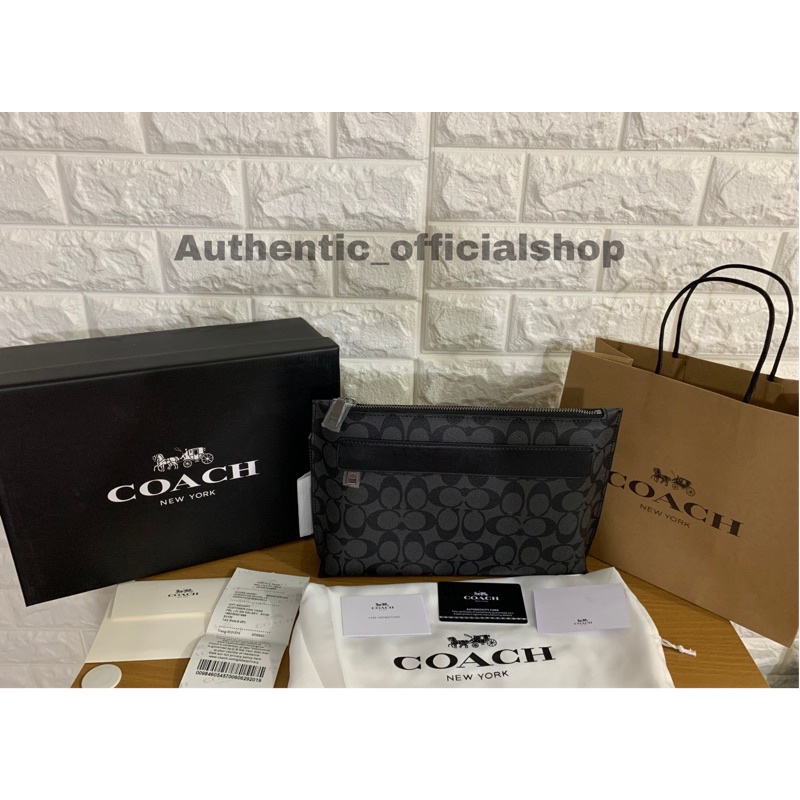 [BEST SELLER] Tas Clutch Coach Pria Signature Black Original 100% Authentic