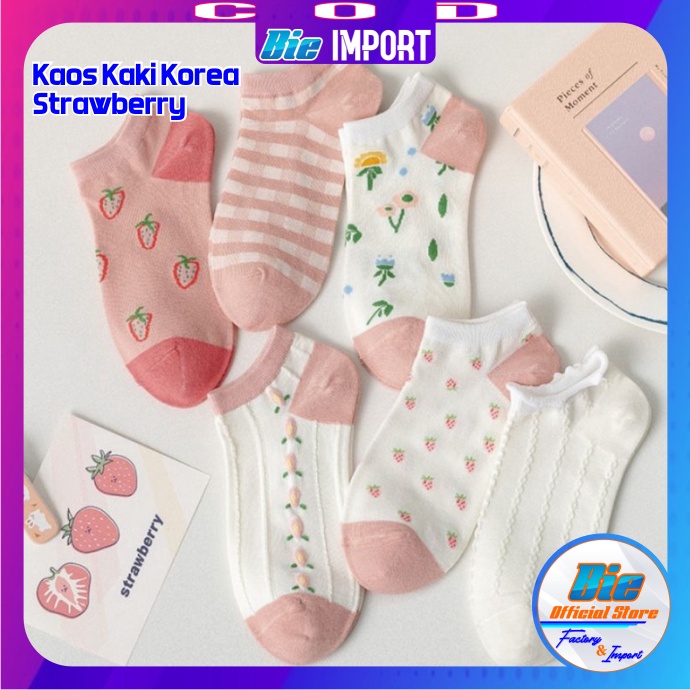 Kaos Kaki Korea Motif Strawberry Impor Korean Style Best Seller